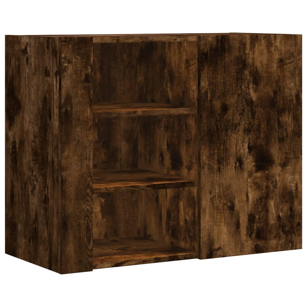 Wandkast 75x35x60 cm bewerkt hout gerookt eikenkleurig is nu te koop bij PeponiXL, paradijselijk wonen!