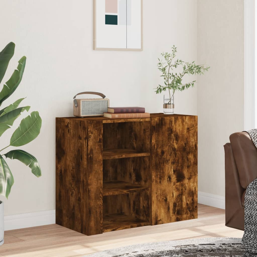 Wandkast 75x35x60 cm bewerkt hout gerookt eikenkleurig is nu te koop bij PeponiXL, paradijselijk wonen!