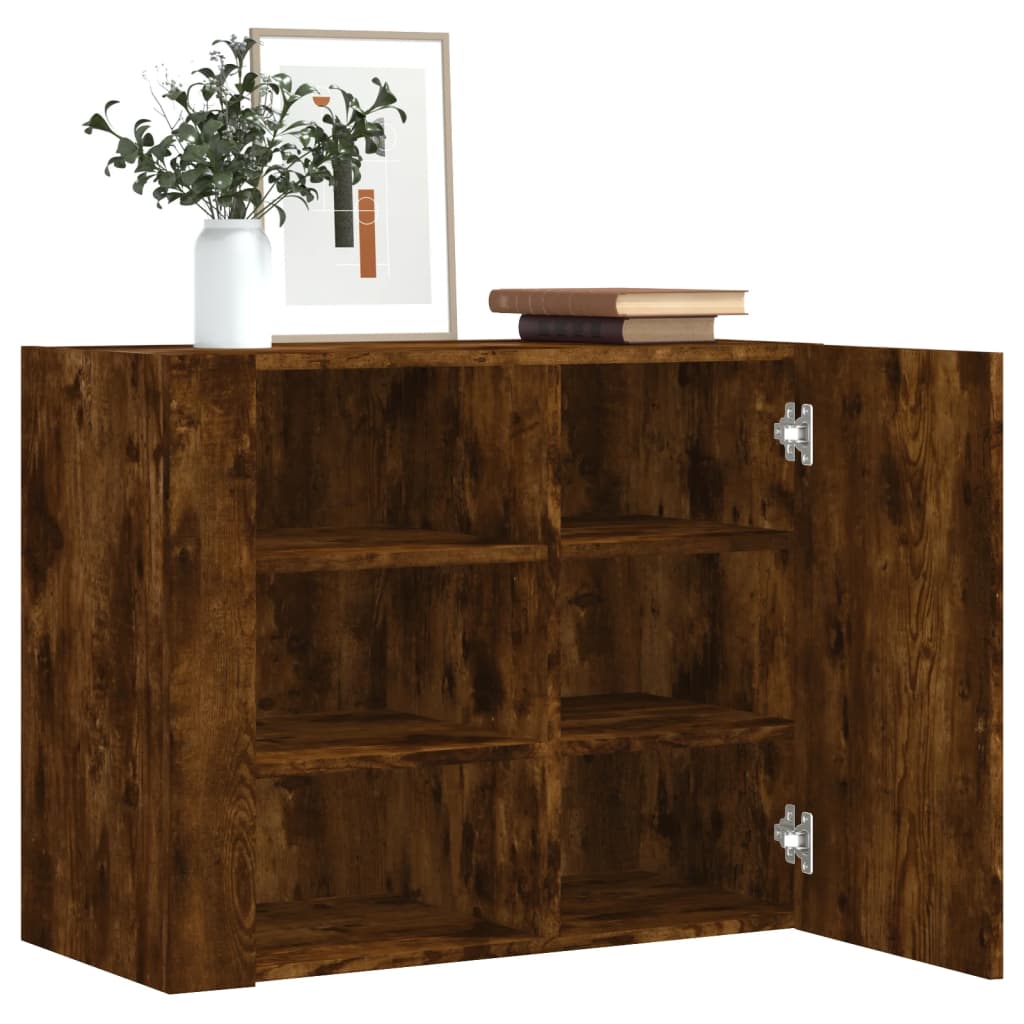 Wandkast 75x35x60 cm bewerkt hout gerookt eikenkleurig is nu te koop bij PeponiXL, paradijselijk wonen!