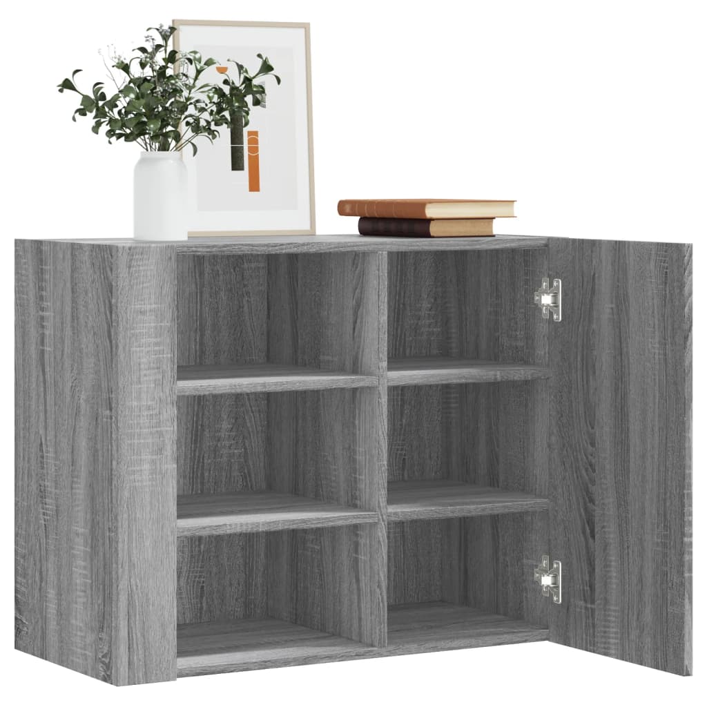Wandkast 75x35x60 cm bewerkt hout grijs sonoma eikenkleurig is nu te koop bij PeponiXL, paradijselijk wonen!