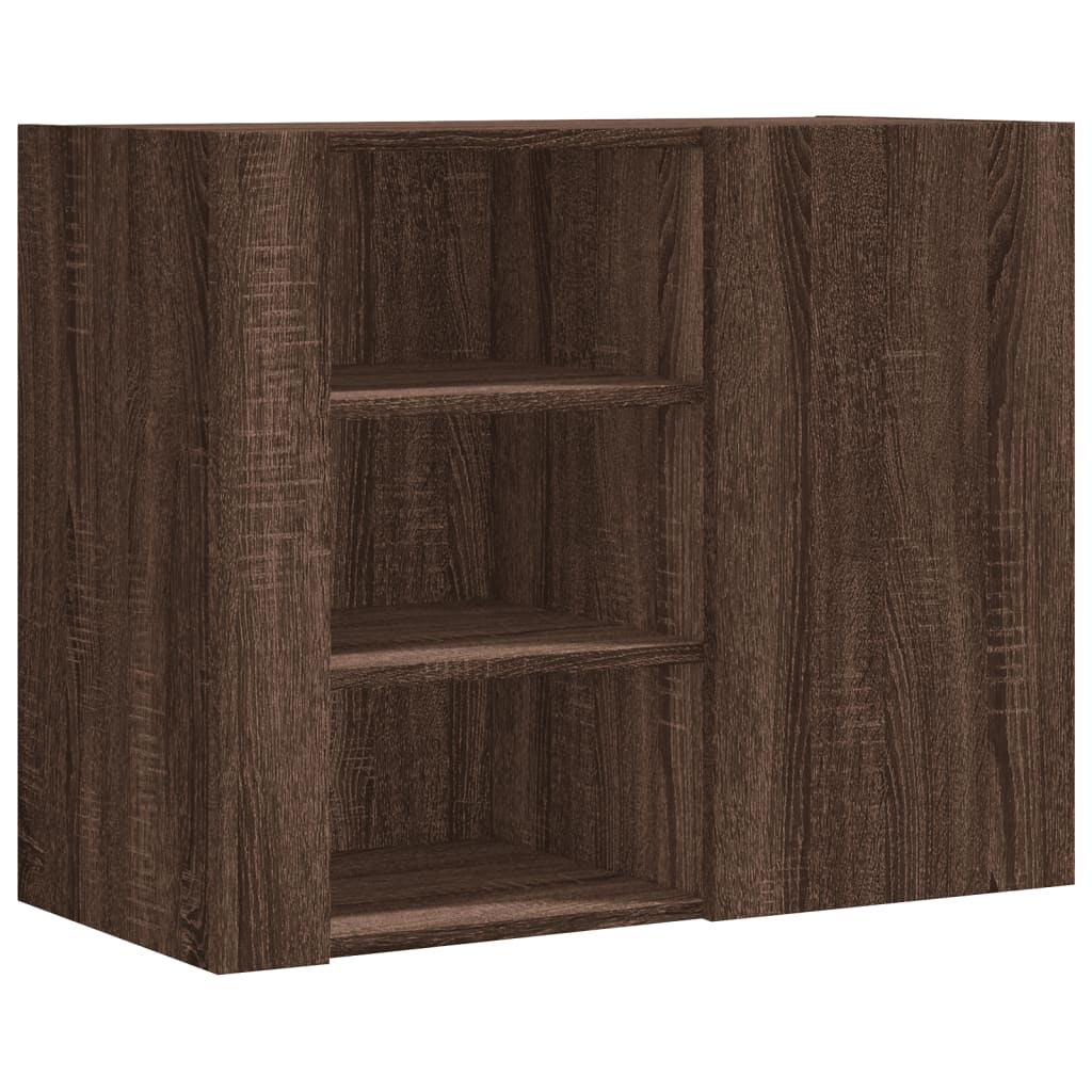 Wandkast 75x35x60 cm bewerkt hout bruin eikenkleurig is nu te koop bij PeponiXL, paradijselijk wonen!