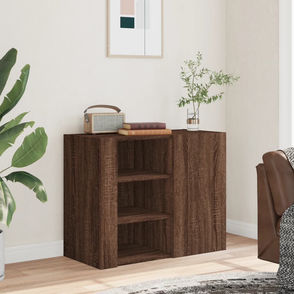 Wandkast 75x35x60 cm bewerkt hout bruin eikenkleurig is nu te koop bij PeponiXL, paradijselijk wonen!