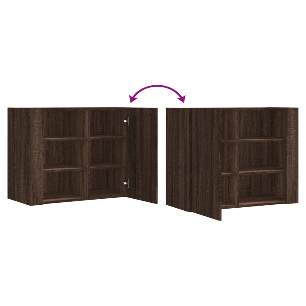 Wandkast 75x35x60 cm bewerkt hout bruin eikenkleurig is nu te koop bij PeponiXL, paradijselijk wonen!
