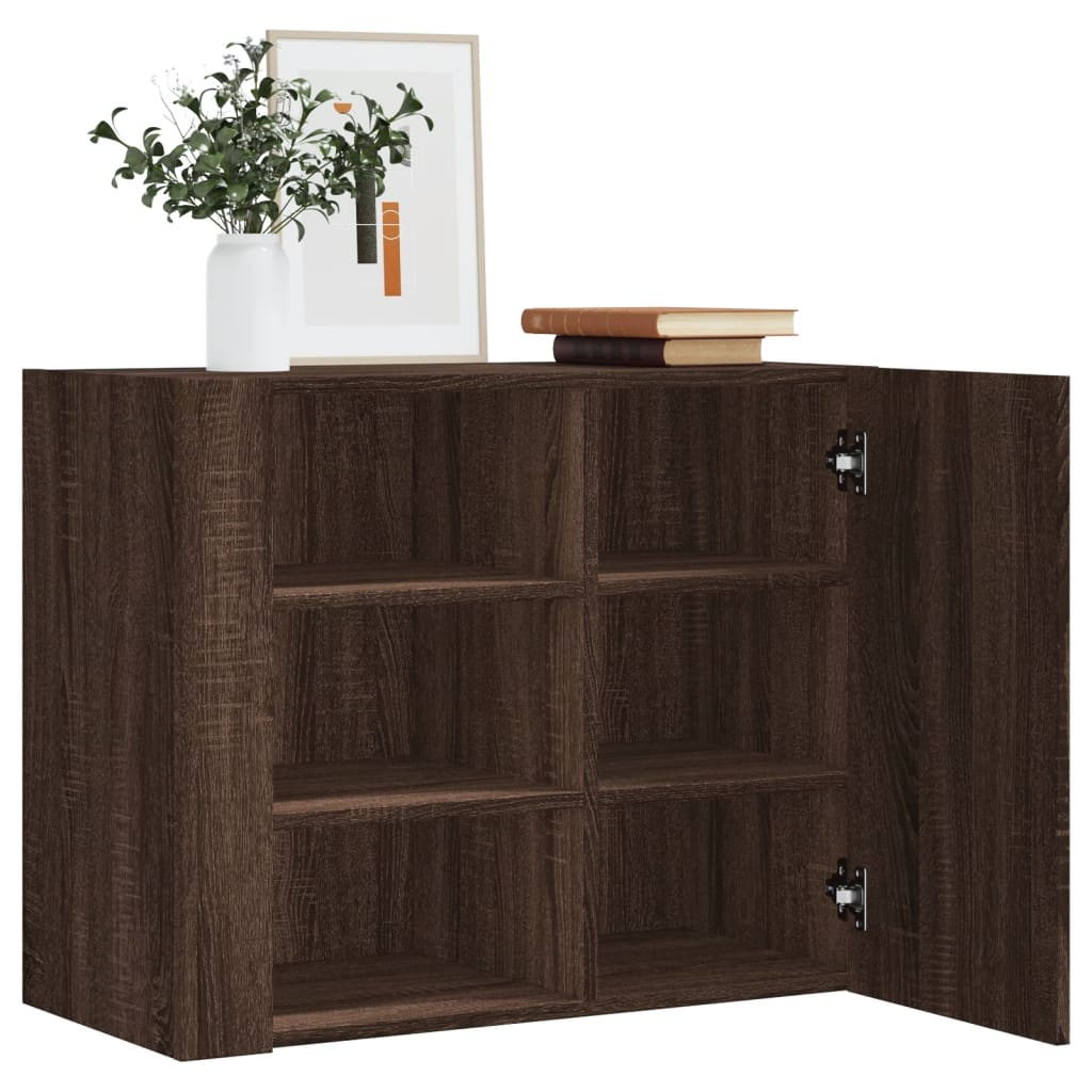 Wandkast 75x35x60 cm bewerkt hout bruin eikenkleurig is nu te koop bij PeponiXL, paradijselijk wonen!