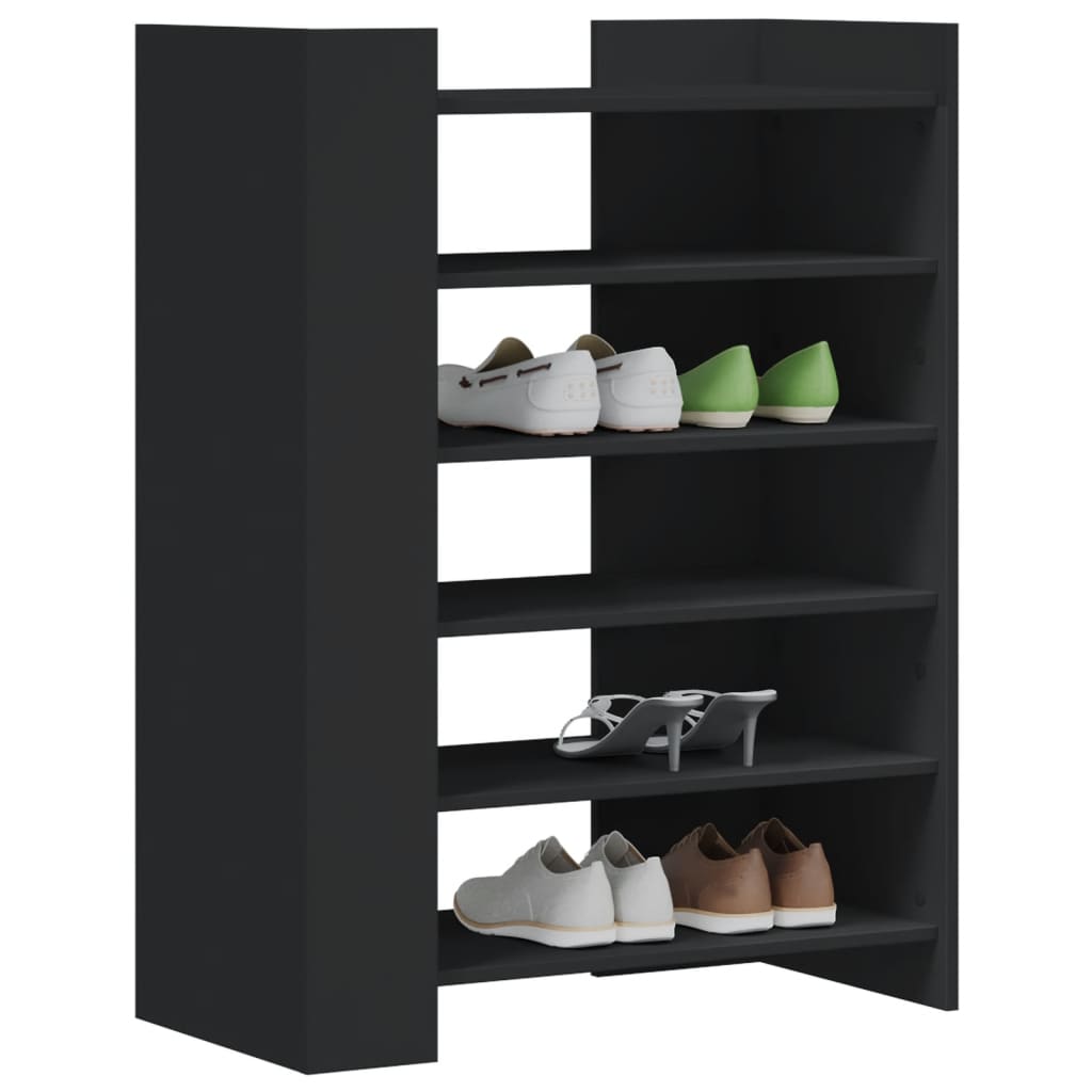 Schoenenkast 74,5x37,5x100 cm bewerkt hout zwart is nu te koop bij PeponiXL, paradijselijk wonen!