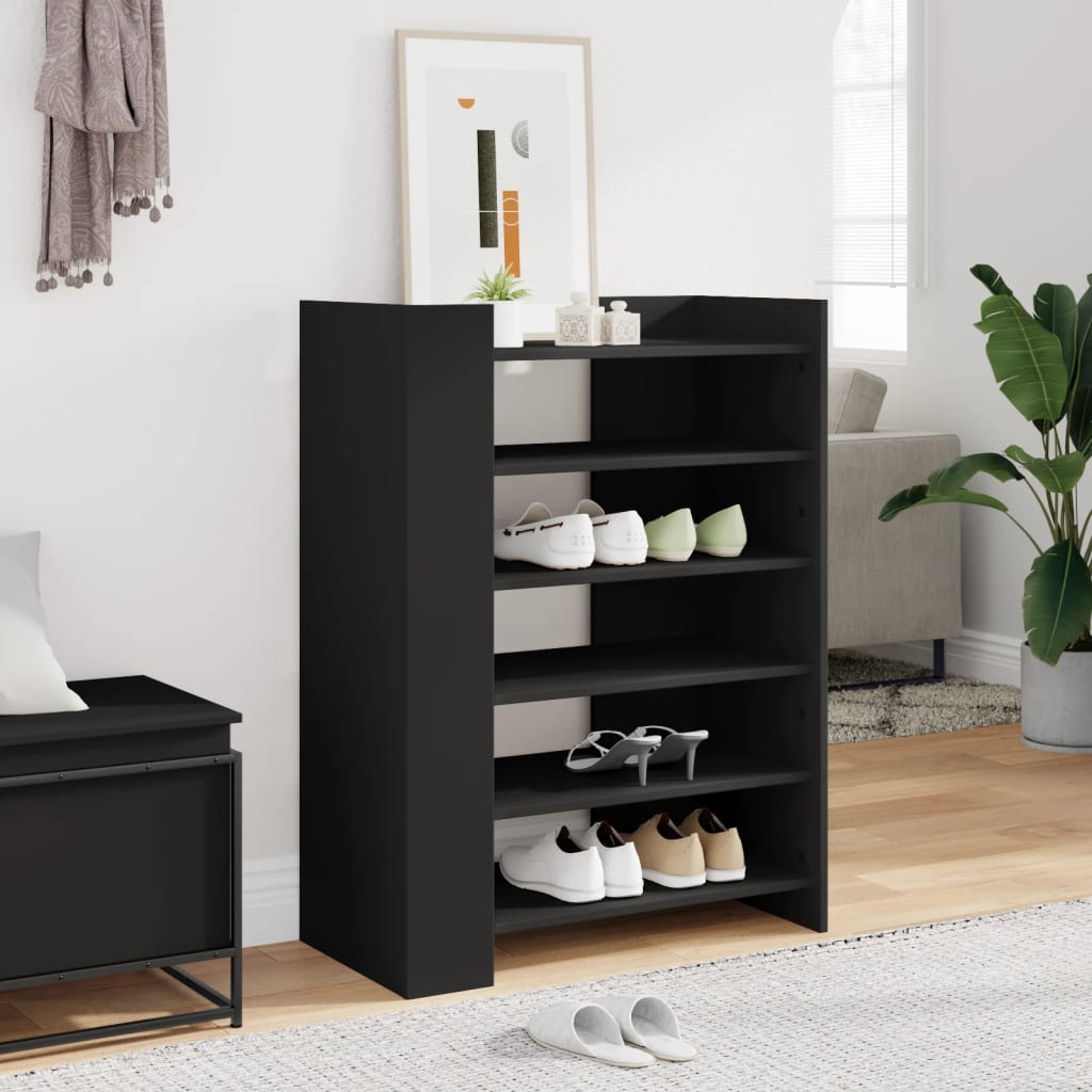 Schoenenkast 74,5x37,5x100 cm bewerkt hout zwart is nu te koop bij PeponiXL, paradijselijk wonen!