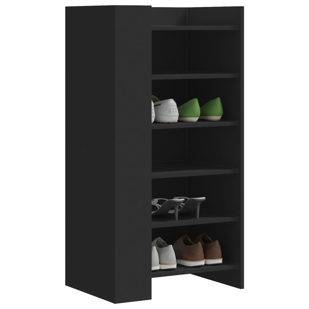 Schoenenkast 52x37,5x100 cm bewerkt hout zwart is nu te koop bij PeponiXL, paradijselijk wonen!