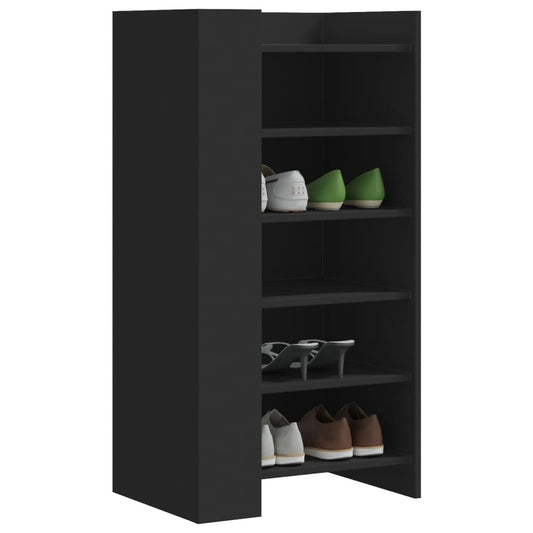 Schoenenkast 52x37,5x100 cm bewerkt hout zwart is nu te koop bij PeponiXL, paradijselijk wonen!