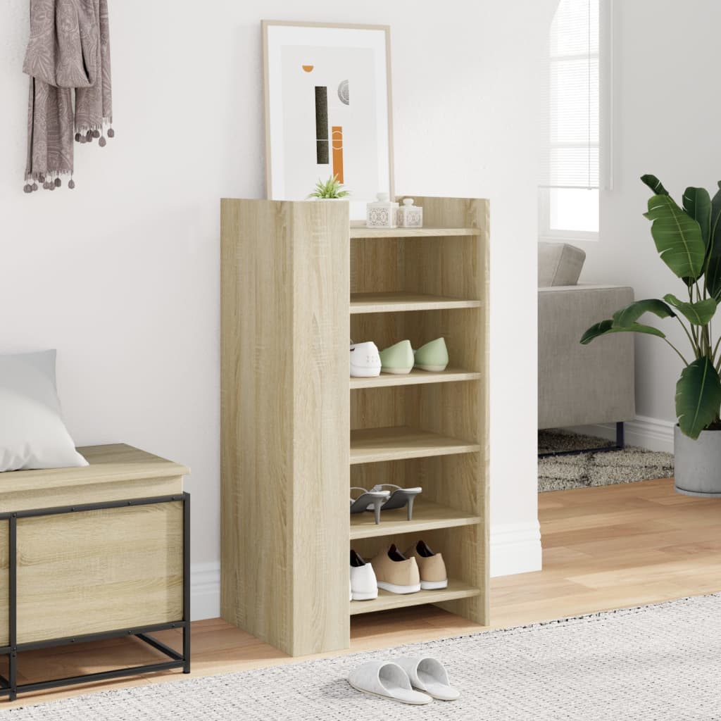 Schoenenkast 52x37,5x100 cm bewerkt hout sonoma eikenkleurig is nu te koop bij PeponiXL, paradijselijk wonen!