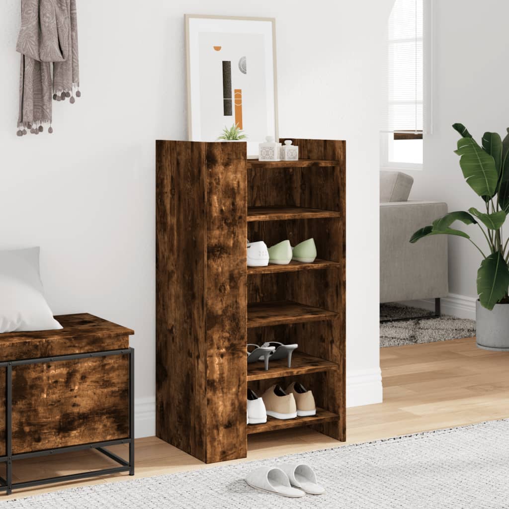 Schoenenkast 52x37,5x100 cm bewerkt hout gerookt eikenkleurig is nu te koop bij PeponiXL, paradijselijk wonen!