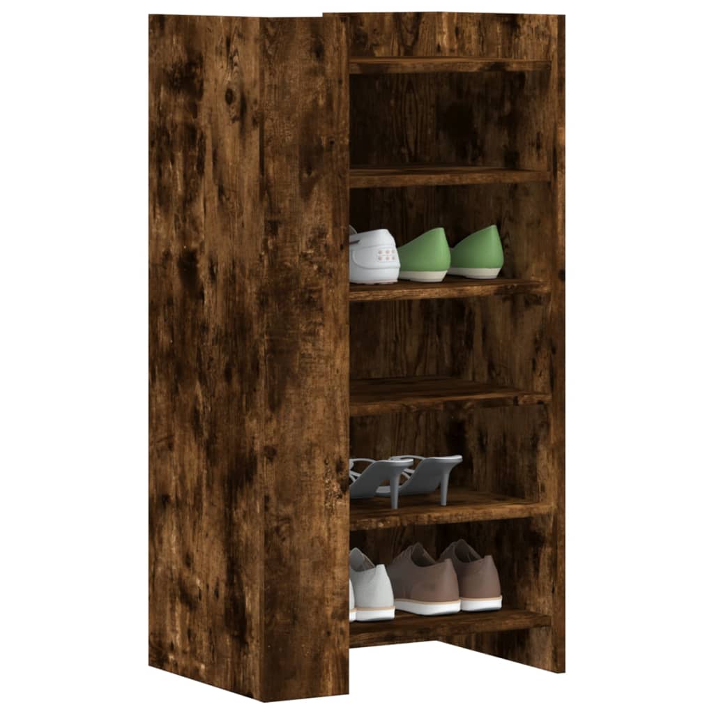 Schoenenkast 52x37,5x100 cm bewerkt hout gerookt eikenkleurig is nu te koop bij PeponiXL, paradijselijk wonen!