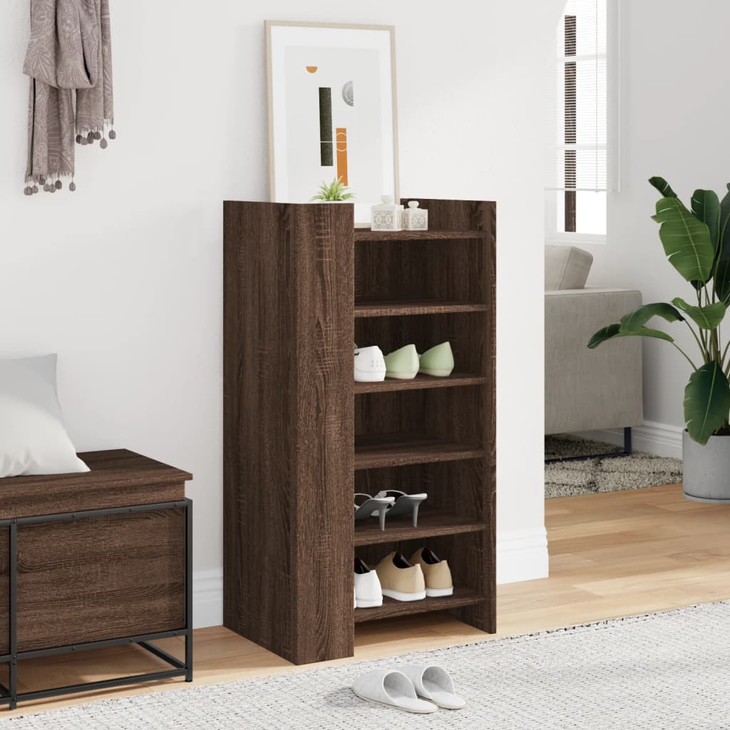 Schoenenkast 52x37,5x100 cm bewerkt hout bruin eikenkleurig is nu te koop bij PeponiXL, paradijselijk wonen!