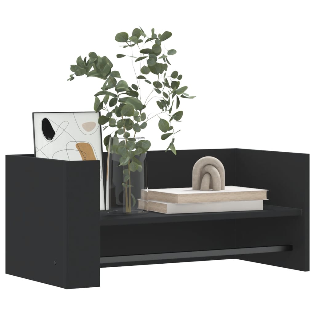 Wandschap 70,5x35x30,5 cm bewerkt hout zwart is nu te koop bij PeponiXL, paradijselijk wonen!