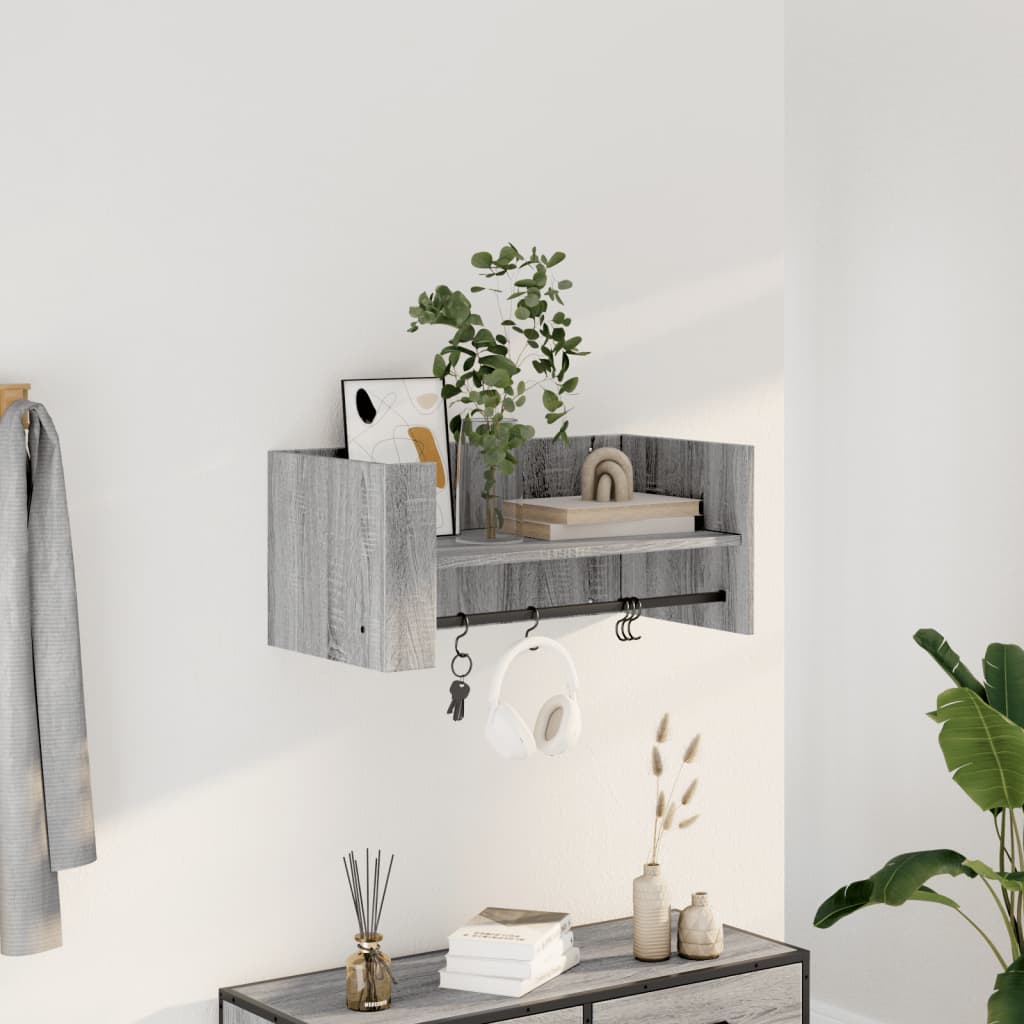 Wandschap 70,5x35x30,5cm bewerkt hout grijs sonoma eikenkleurig is nu te koop bij PeponiXL, paradijselijk wonen!