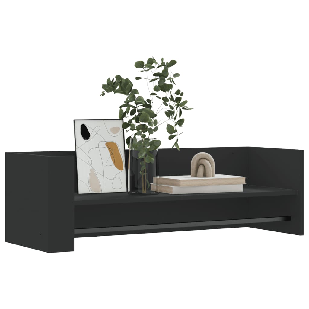 Wandschap 100x35x30,5 cm bewerkt hout zwart is nu te koop bij PeponiXL, paradijselijk wonen!