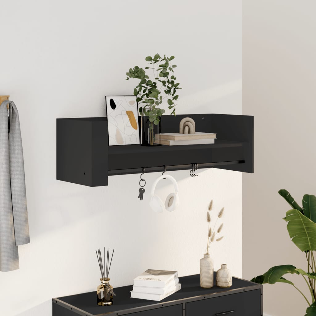 Wandschap 100x35x30,5 cm bewerkt hout zwart is nu te koop bij PeponiXL, paradijselijk wonen!