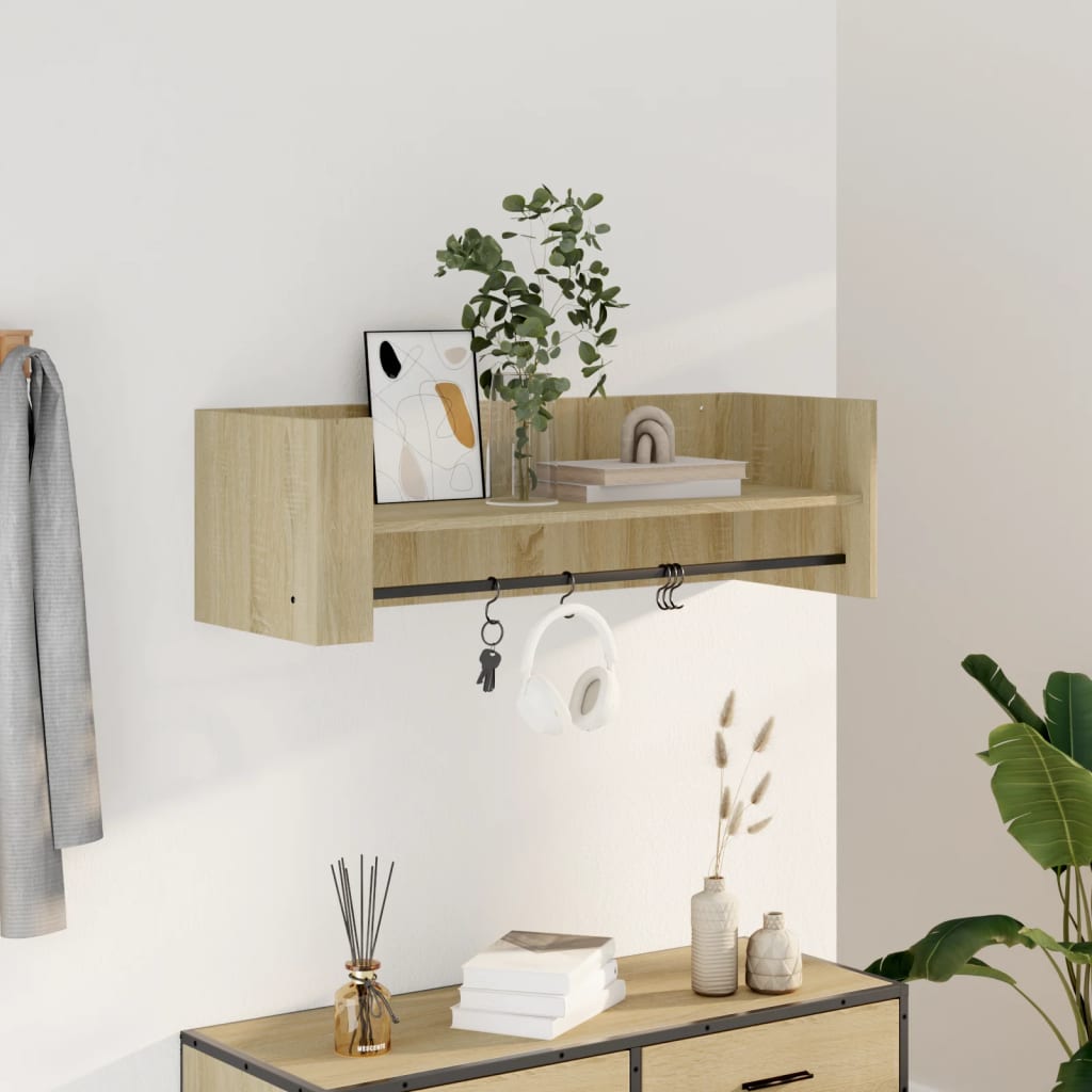 Wandschap 100x35x30,5 cm bewerkt hout sonoma eikenkleurig is nu te koop bij PeponiXL, paradijselijk wonen!