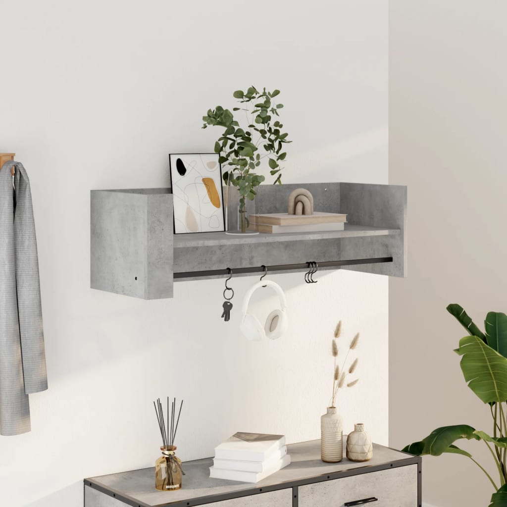 Wandschap 100x35x30,5 cm bewerkt hout betongrijs is nu te koop bij PeponiXL, paradijselijk wonen!