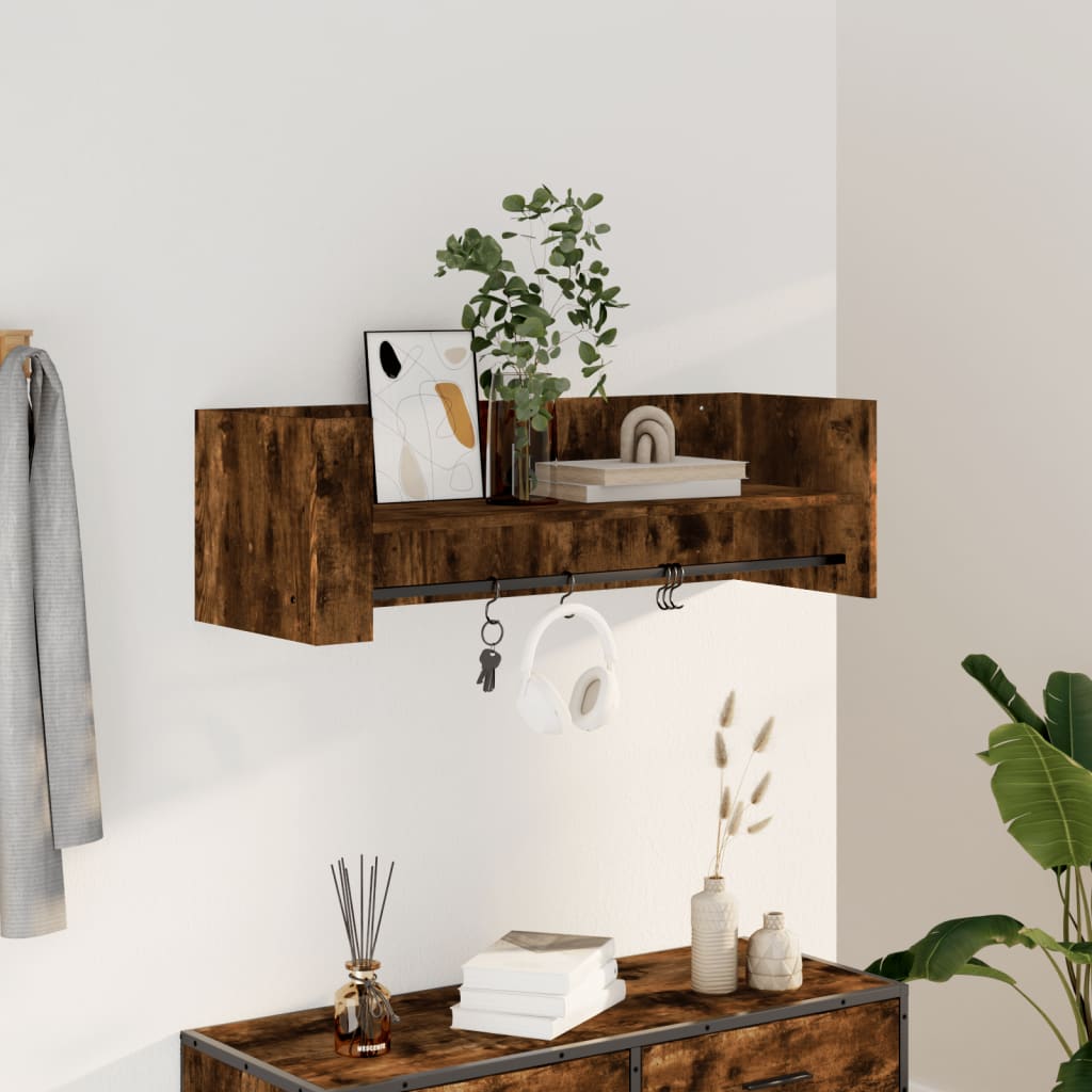 Wandschap 100x35x30,5 cm bewerkt hout gerookt eikenkleurig is nu te koop bij PeponiXL, paradijselijk wonen!