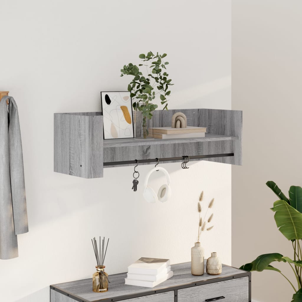 Wandschap 100x35x30,5 cm bewerkt hout grijs sonoma eikenkleurig is nu te koop bij PeponiXL, paradijselijk wonen!