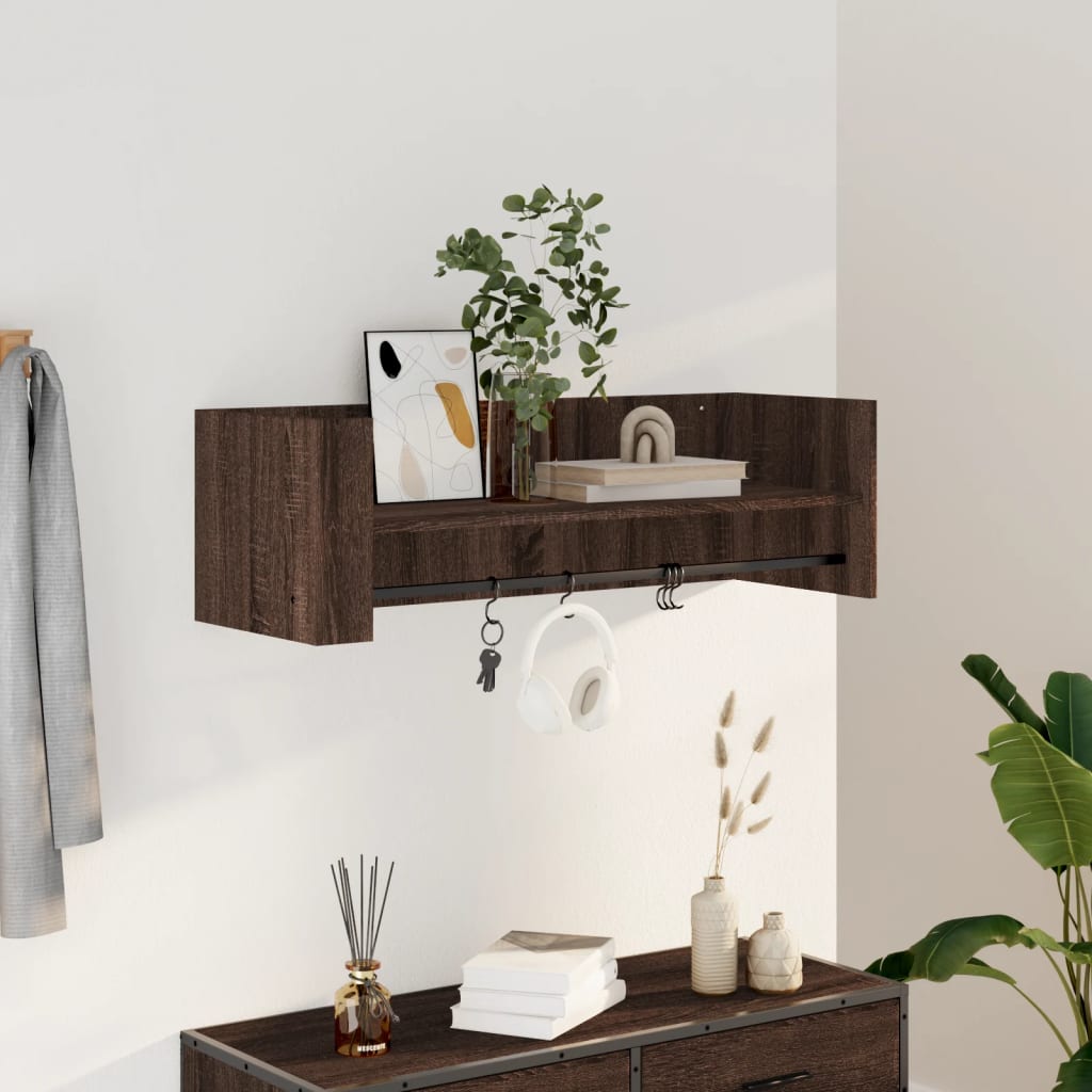 Wandschap 100x35x30,5 cm bewerkt hout bruin eikenkleurig is nu te koop bij PeponiXL, paradijselijk wonen!