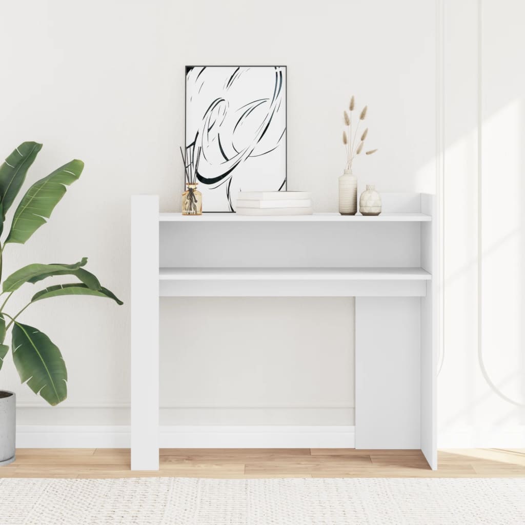 Wandtafel 100x35x90 cm bewerkt hout wit is nu te koop bij PeponiXL, paradijselijk wonen!