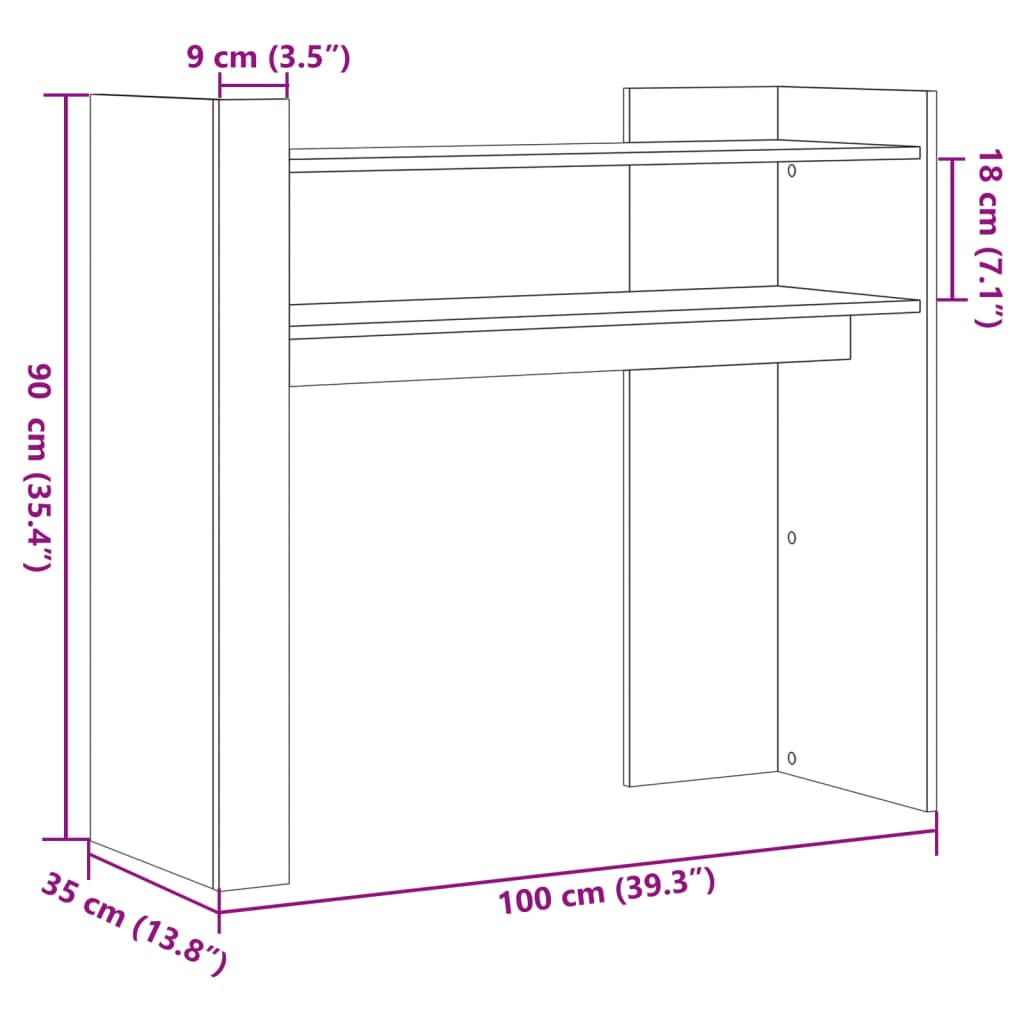 Wandtafel 100x35x90 cm bewerkt hout wit is nu te koop bij PeponiXL, paradijselijk wonen!