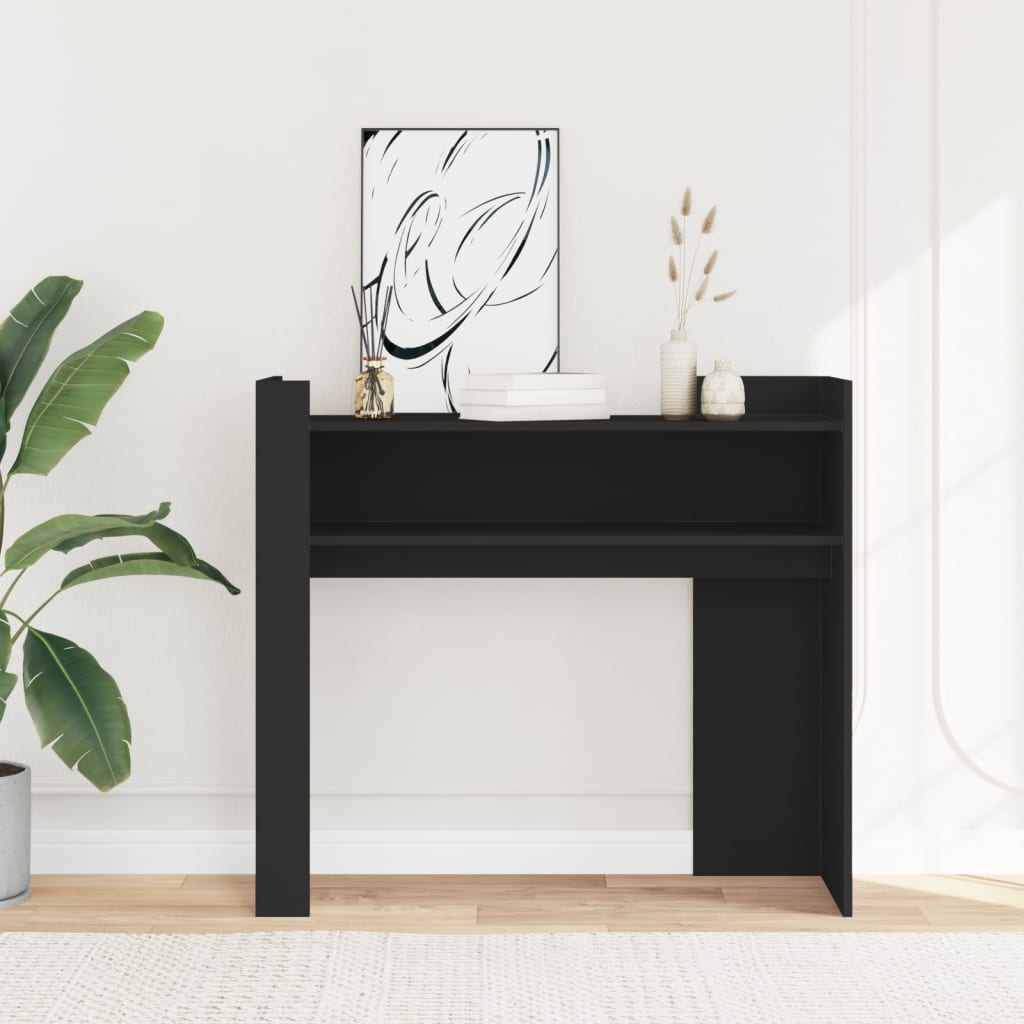 Wandtafel 100x35x90 cm bewerkt hout zwart is nu te koop bij PeponiXL, paradijselijk wonen!
