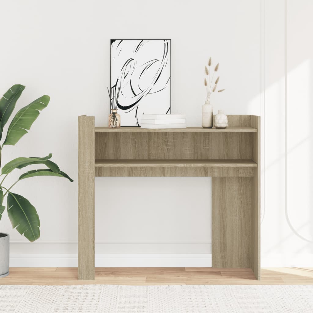 Wandtafel 100x35x90 cm bewerkt hout sonoma eikenkleurig is nu te koop bij PeponiXL, paradijselijk wonen!