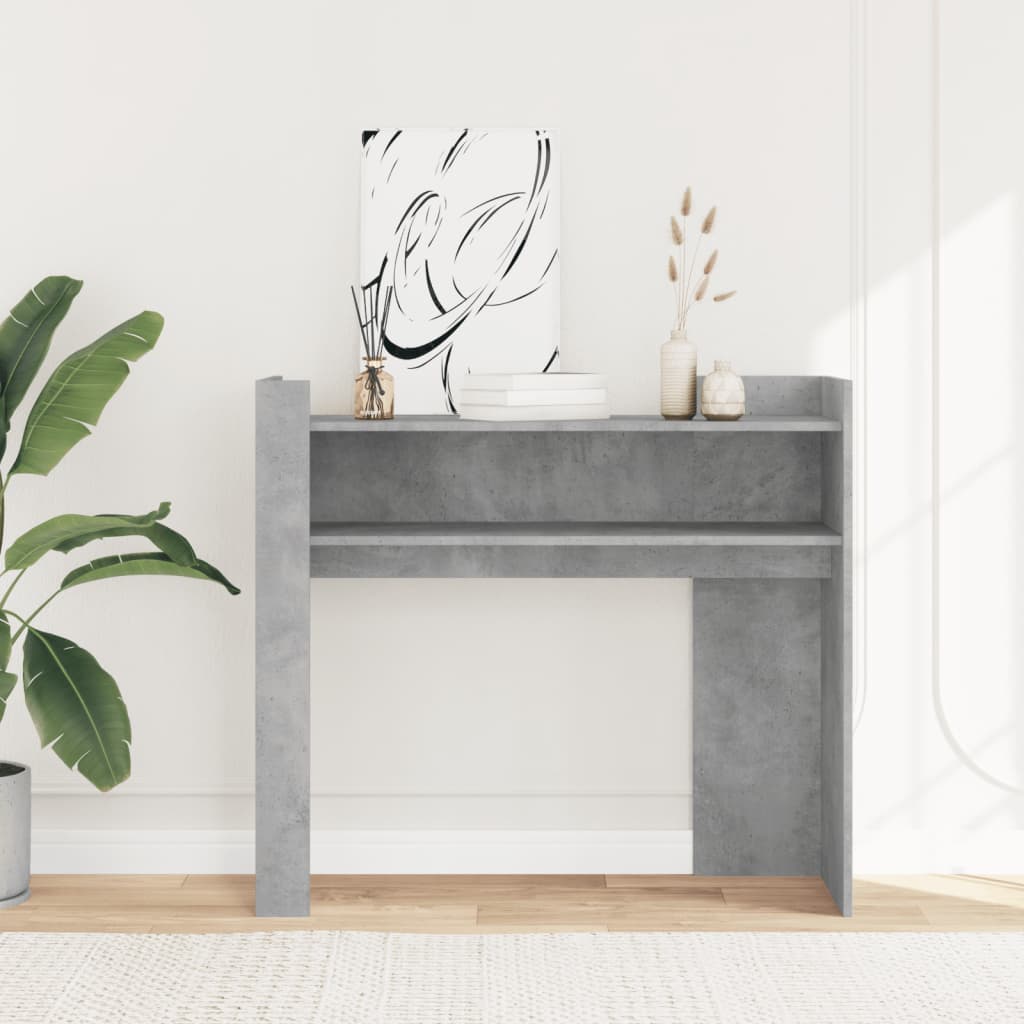 Wandtafel 100x35x90 cm bewerkt hout betongrijs is nu te koop bij PeponiXL, paradijselijk wonen!