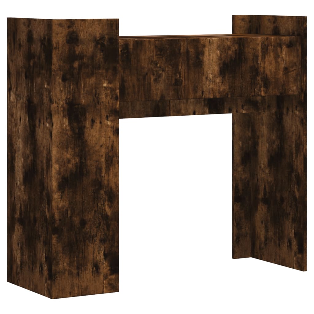 Wandtafel 100x35x90 cm bewerkt hout gerookt eikenkleurig is nu te koop bij PeponiXL, paradijselijk wonen!