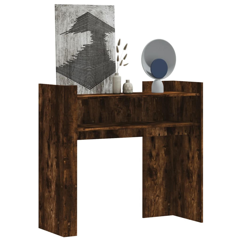 Wandtafel 100x35x90 cm bewerkt hout gerookt eikenkleurig is nu te koop bij PeponiXL, paradijselijk wonen!