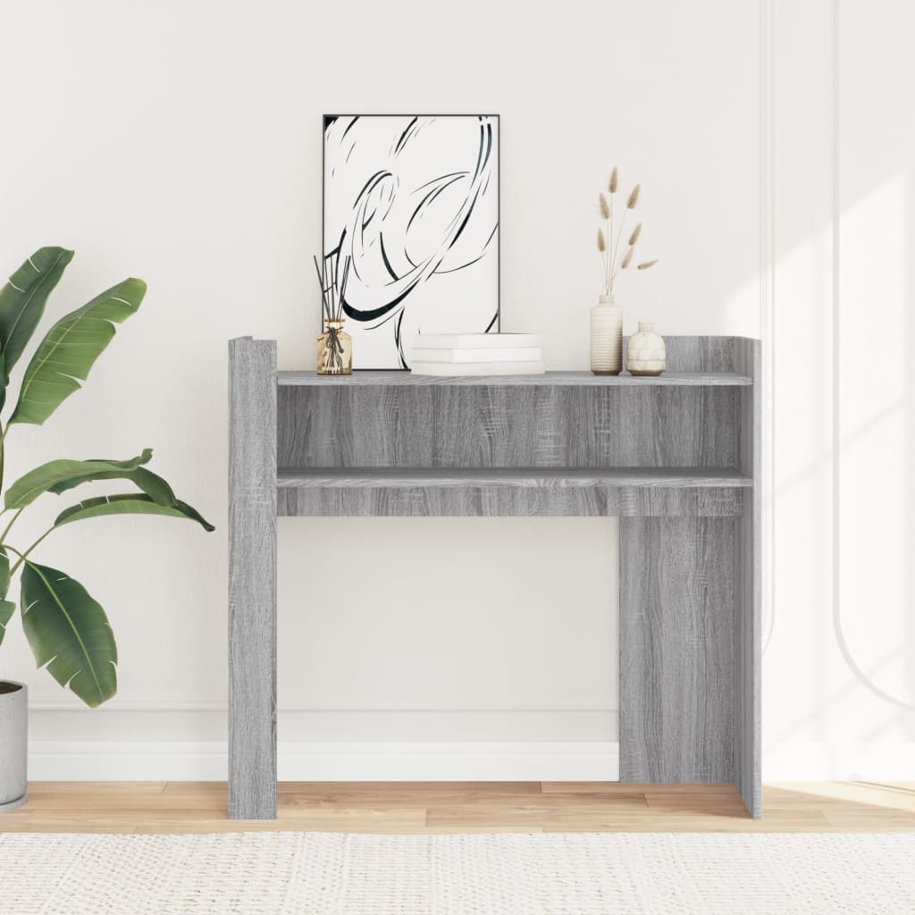 Wandtafel 100x35x90 cm bewerkt hout grijs sonoma eikenkleurig is nu te koop bij PeponiXL, paradijselijk wonen!