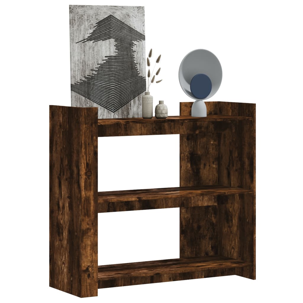 Wandtafel 100x35x90 cm bewerkt hout gerookt eikenkleurig is nu te koop bij PeponiXL, paradijselijk wonen!