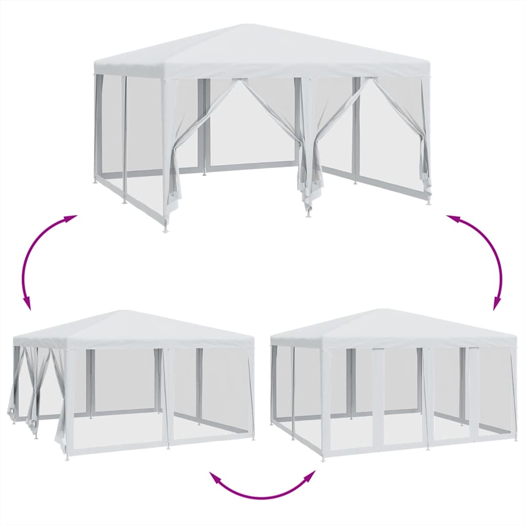 Partytent met 8 mesh zijwanden 4x4 m HDPE wit is nu te koop bij PeponiXL, paradijselijk wonen!
