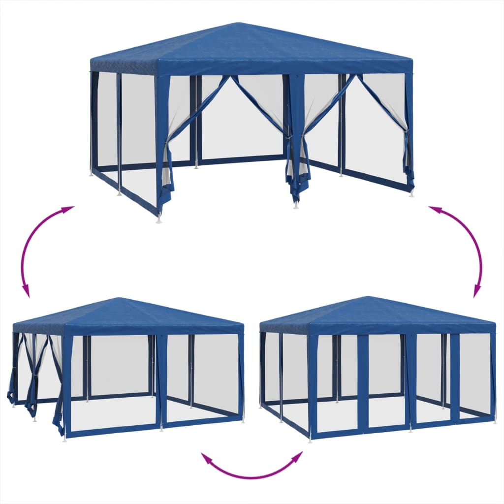 Partytent met 8 mesh zijwanden 4x4 m HDPE blauw is nu te koop bij PeponiXL, paradijselijk wonen!