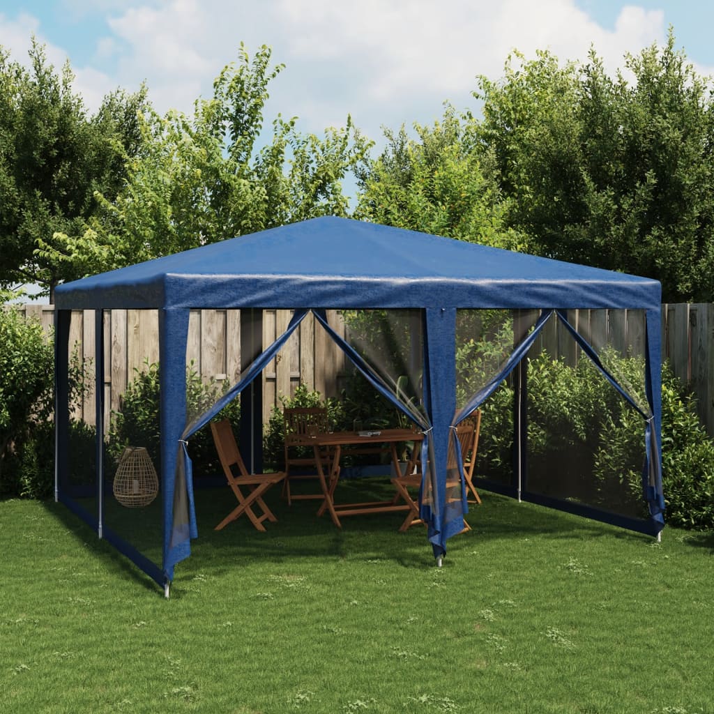 Partytent met 8 mesh zijwanden 4x4 m HDPE blauw is nu te koop bij PeponiXL, paradijselijk wonen!