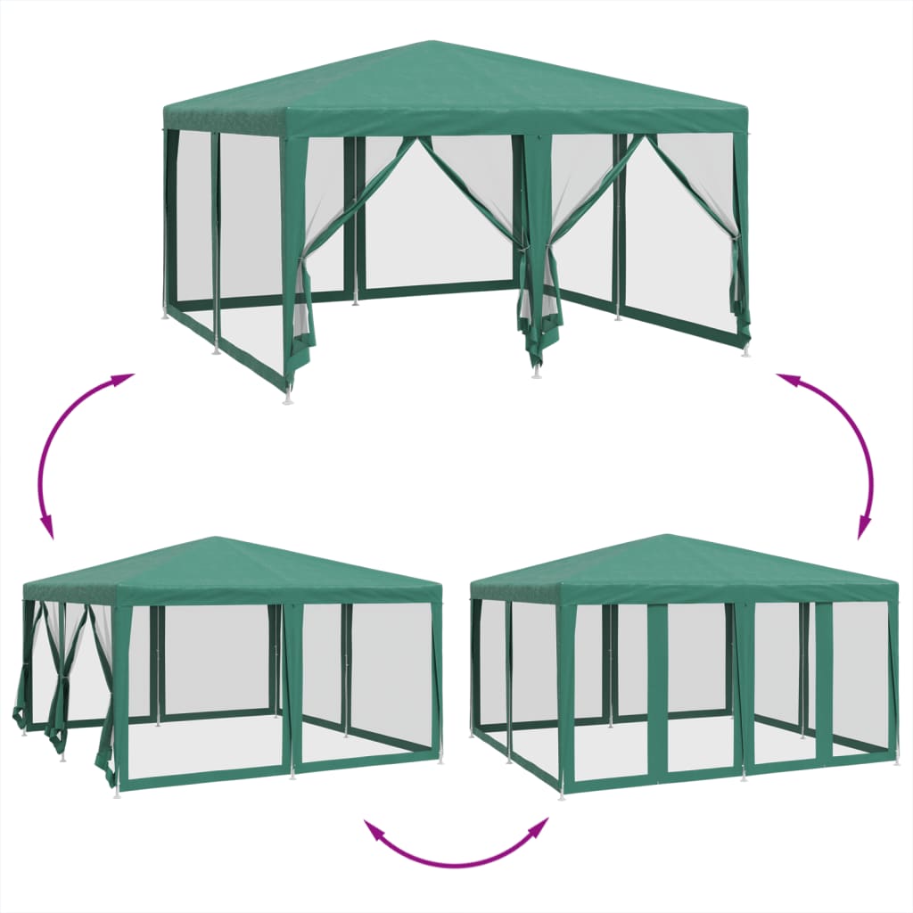 Partytent met 8 mesh zijwanden 4x4 m HDPE groen is nu te koop bij PeponiXL, paradijselijk wonen!