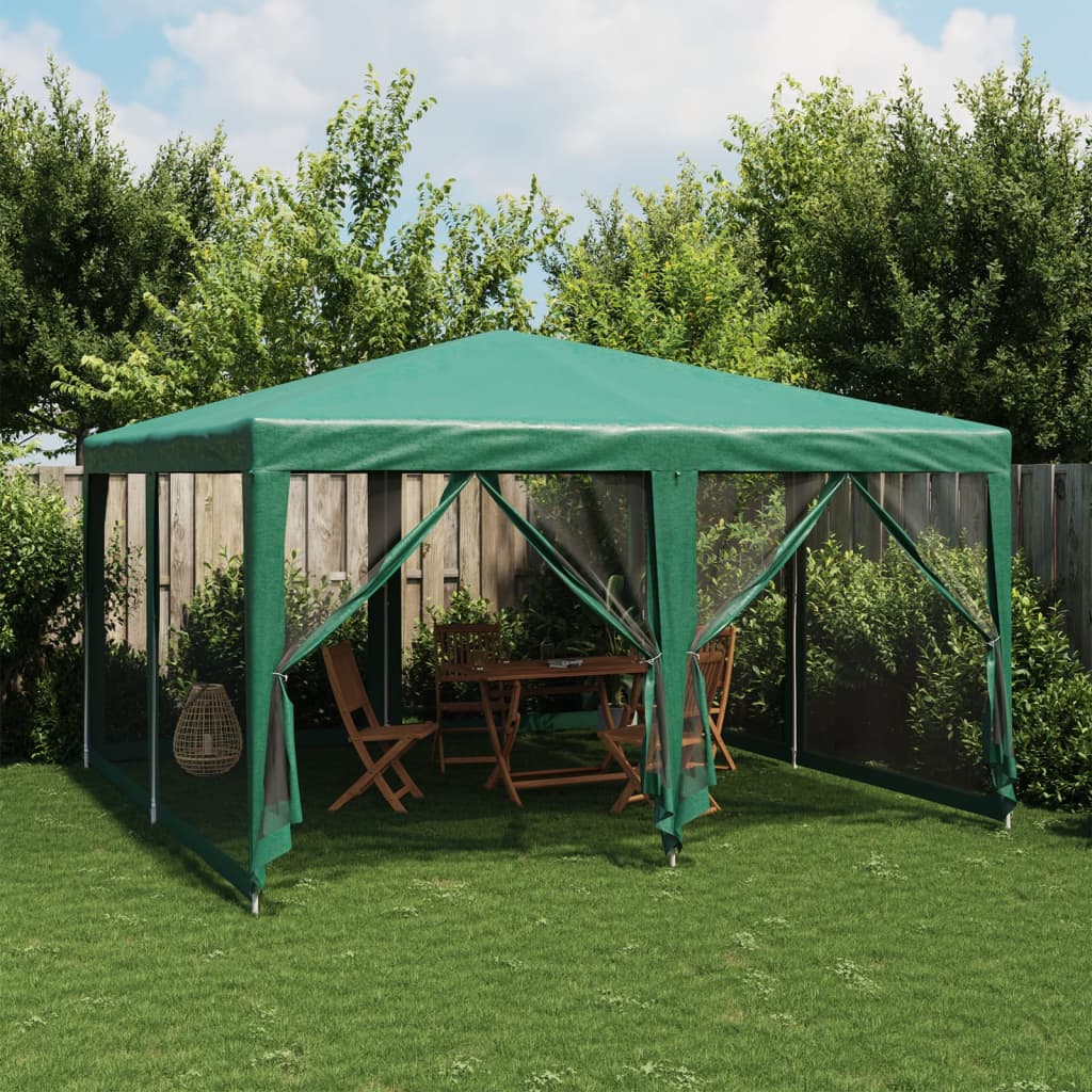 Partytent met 8 mesh zijwanden 4x4 m HDPE groen is nu te koop bij PeponiXL, paradijselijk wonen!