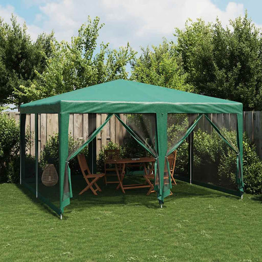 Partytent met 8 mesh zijwanden 4x4 m HDPE groen is nu te koop bij PeponiXL, paradijselijk wonen!
