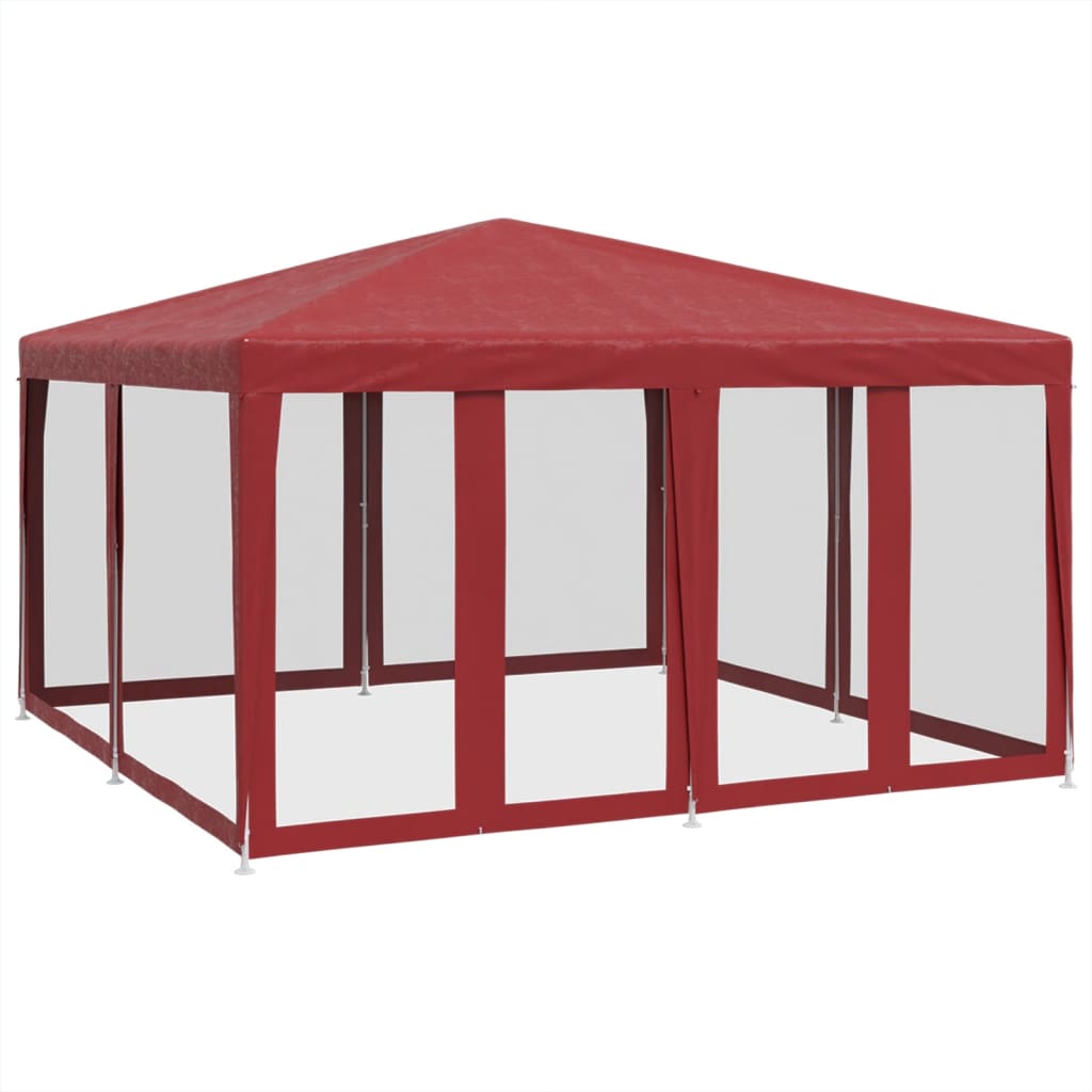 Partytent met 8 mesh zijwanden 4x4 m HDPE rood is nu te koop bij PeponiXL, paradijselijk wonen!