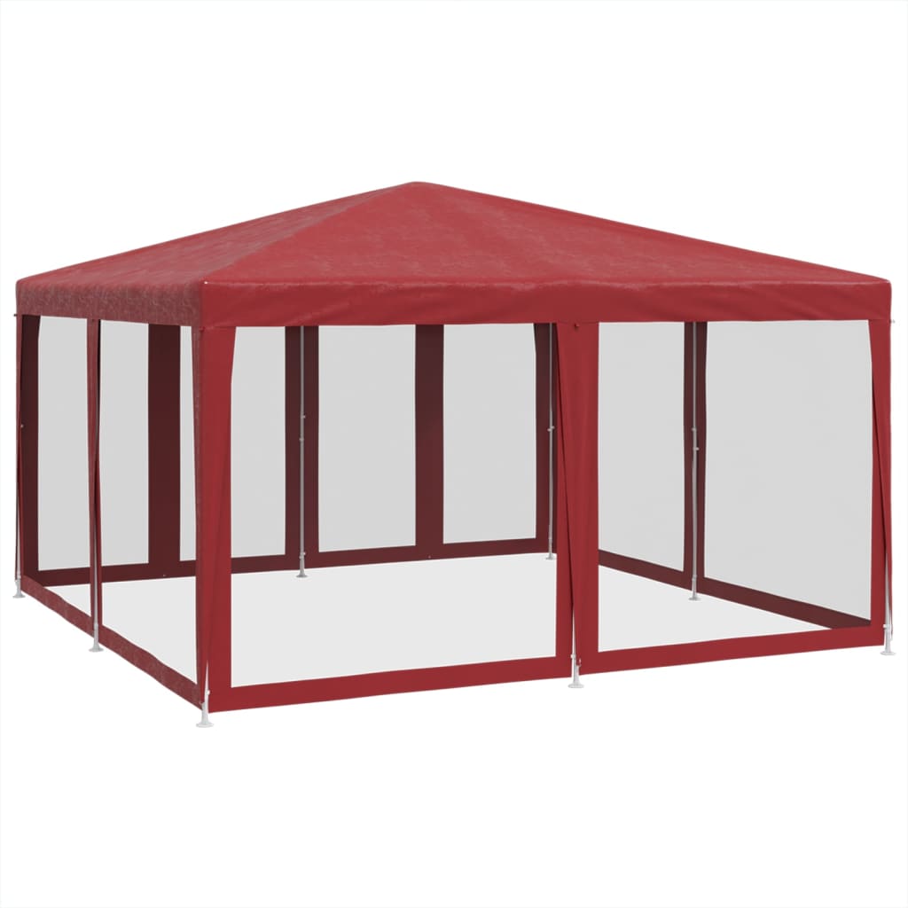 Partytent met 8 mesh zijwanden 4x4 m HDPE rood is nu te koop bij PeponiXL, paradijselijk wonen!