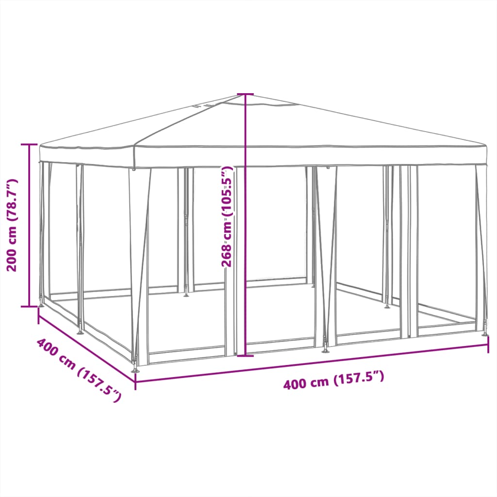 Partytent met 8 mesh zijwanden 4x4 m HDPE rood is nu te koop bij PeponiXL, paradijselijk wonen!