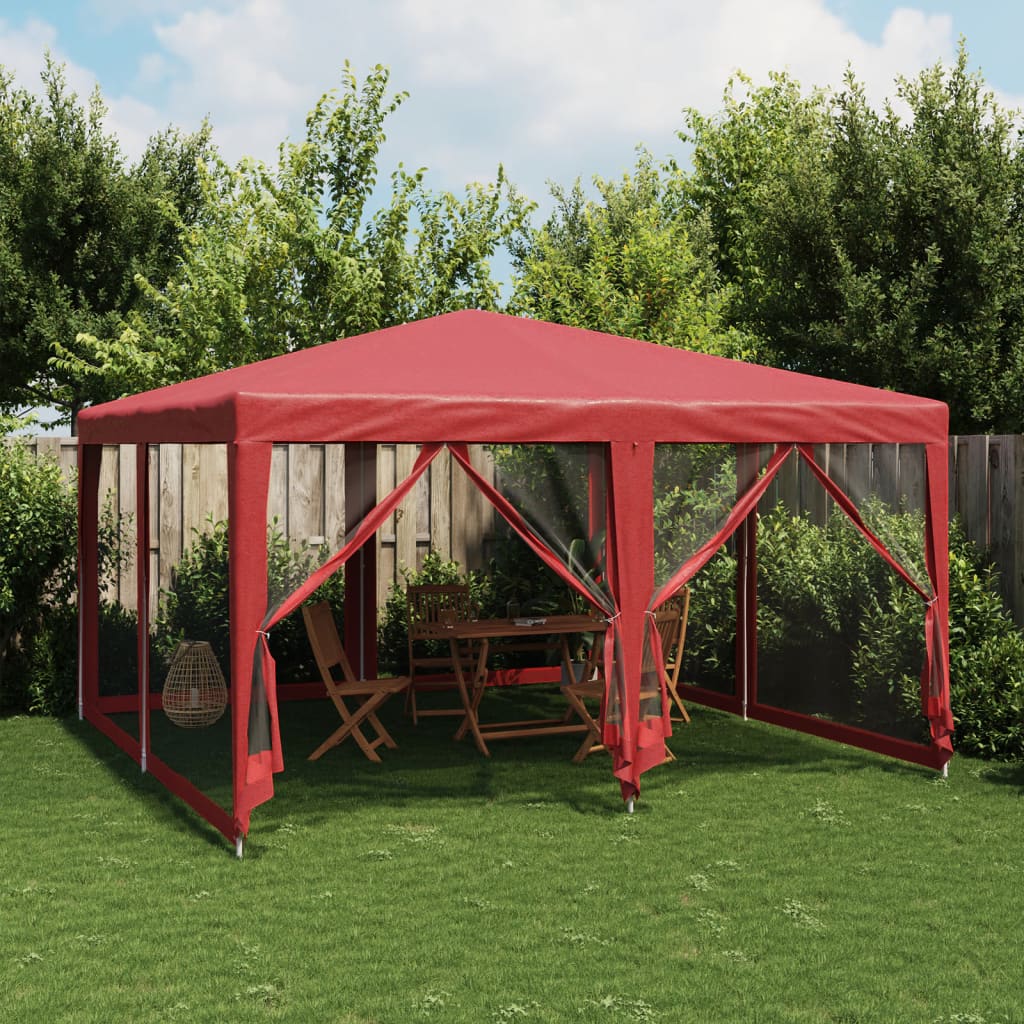 Partytent met 8 mesh zijwanden 4x4 m HDPE rood is nu te koop bij PeponiXL, paradijselijk wonen!