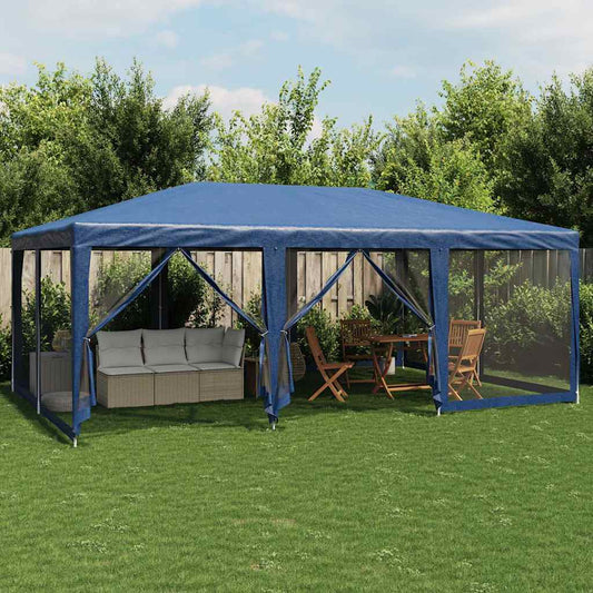 Partytent met 10 mesh zijwanden 6x4 m HDPE blauw is nu te koop bij PeponiXL, paradijselijk wonen!