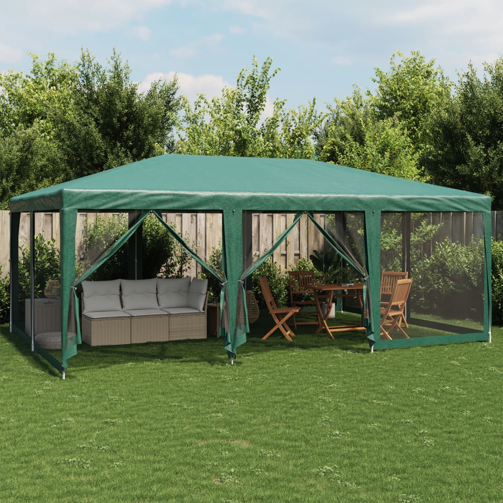 Partytent met 10 mesh zijwanden 6x4 m HDPE groen is nu te koop bij PeponiXL, paradijselijk wonen!