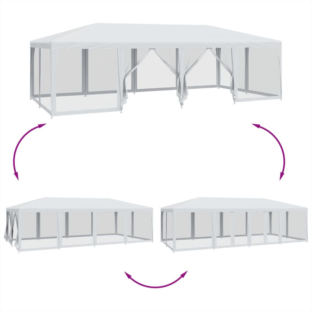Partytent met 12 mesh zijwanden 8x4 m HDPE wit is nu te koop bij PeponiXL, paradijselijk wonen!