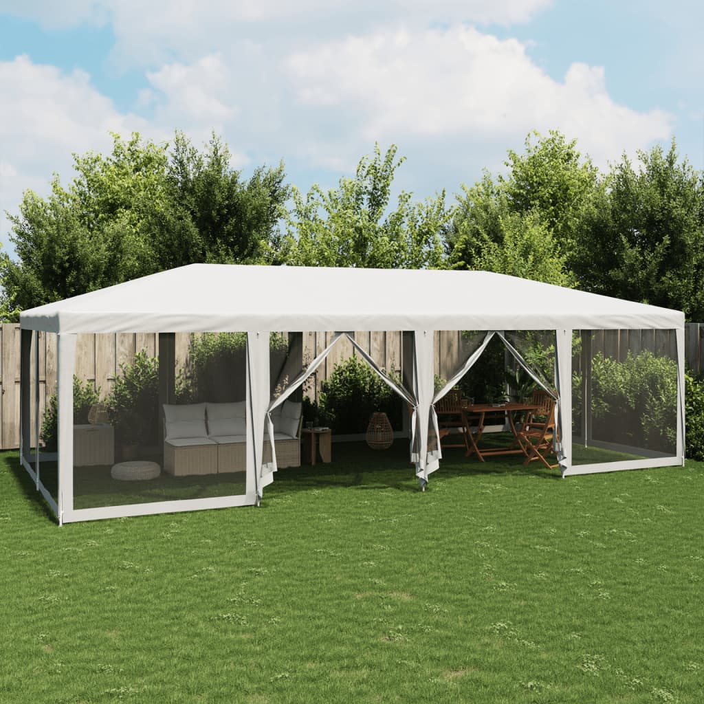 Partytent met 12 mesh zijwanden 8x4 m HDPE wit is nu te koop bij PeponiXL, paradijselijk wonen!