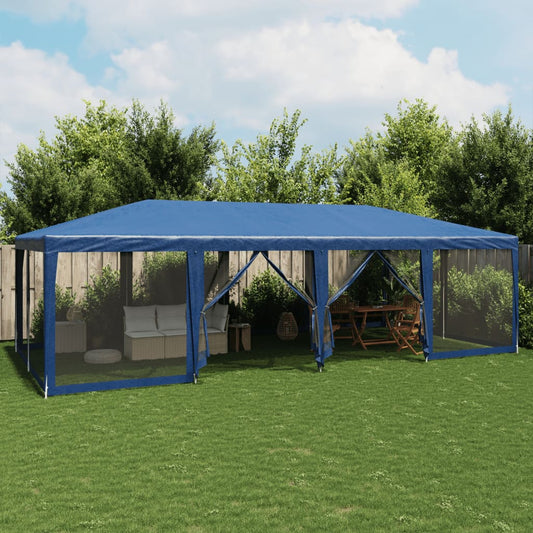 Partytent met 12 mesh zijwanden 8x4 m HDPE blauw is nu te koop bij PeponiXL, paradijselijk wonen!