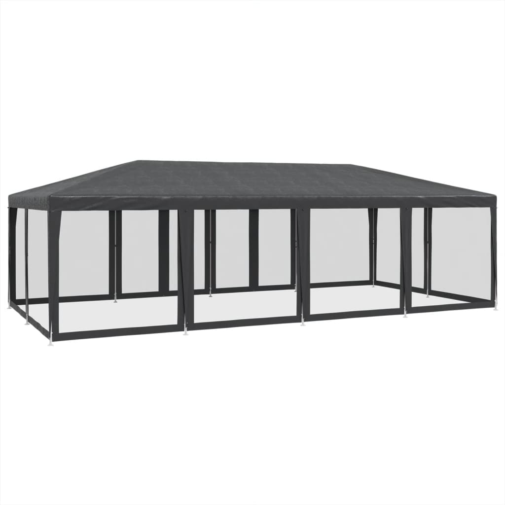Partytent met 12 mesh zijwanden 8x4 m HDPE antracietkleurig is nu te koop bij PeponiXL, paradijselijk wonen!